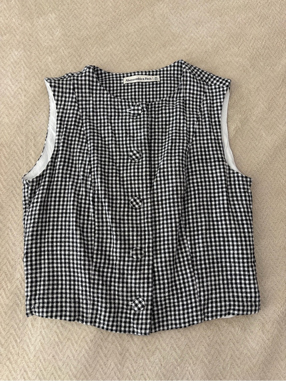 Abercrombie & Fitch Black and White Gingham Button Front Camisole